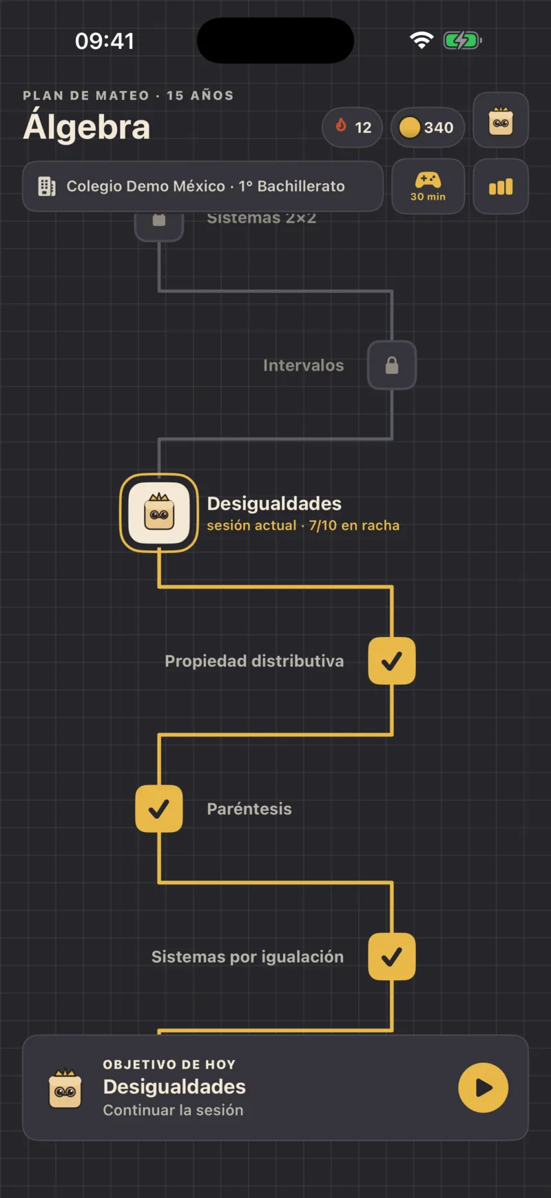 Desde 14 años: plan de estudio sobrio con el objetivo de hoy
